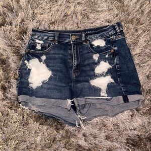 American Eagle Blue Jean shorts with Distressed Design